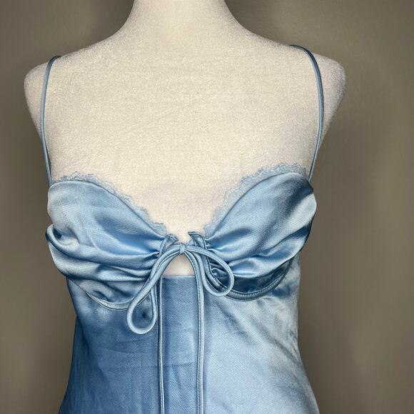 Lucy in the Sky Satin Bustier Mini Dress Blue Sz M Coquette Sabrina Carpenter - Picture 2 of 12